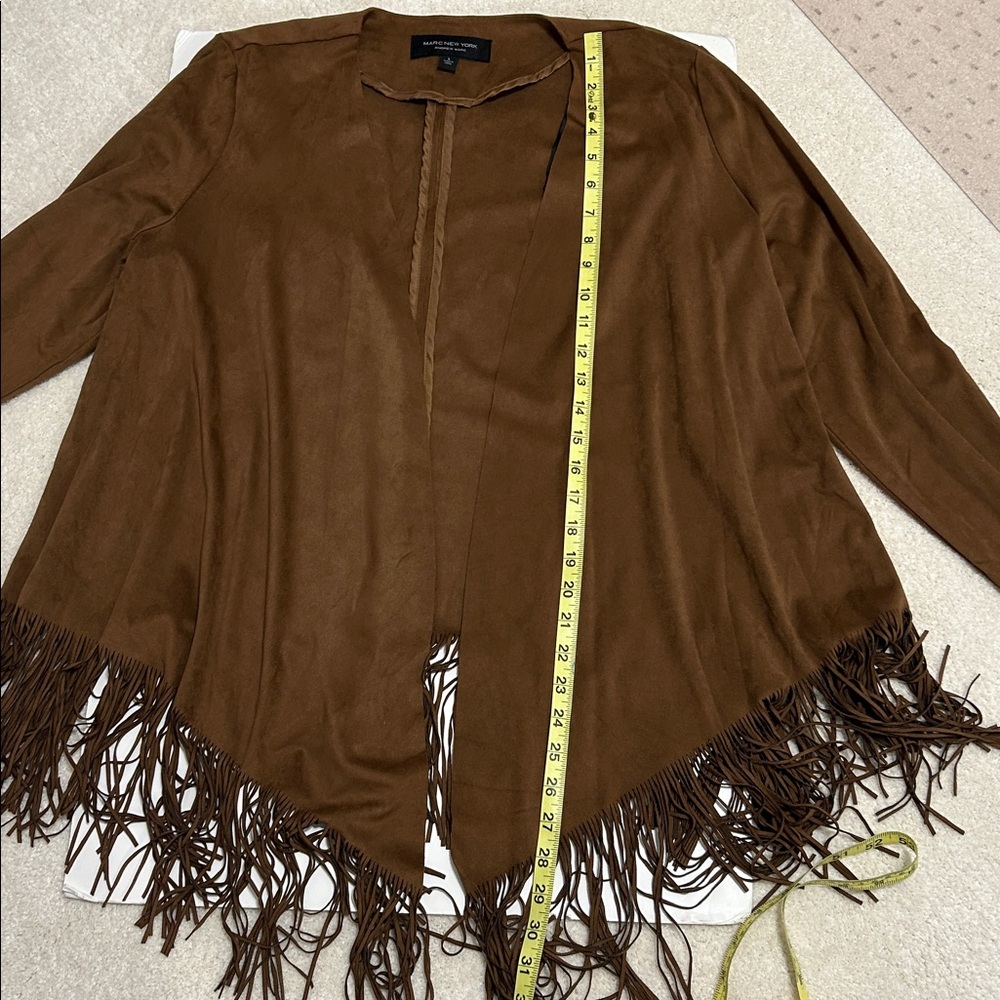 Marc New York western Fringed Cowgirl Poncho wrap faux suede BoHo Cape NWT - Picture 12 of 14